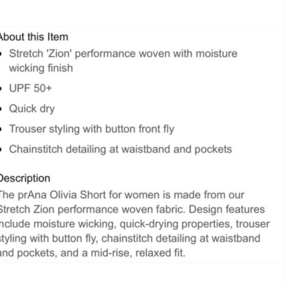 PRANA Olivia Cargo Shorts Gravel Camo Size 6 5 Inch Inseam - Picture 10 of 10